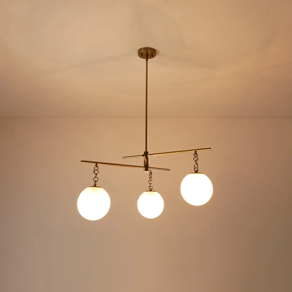 3-light Adjustable Gradual White Glass Globe Sputnik Chandelier - Image 8