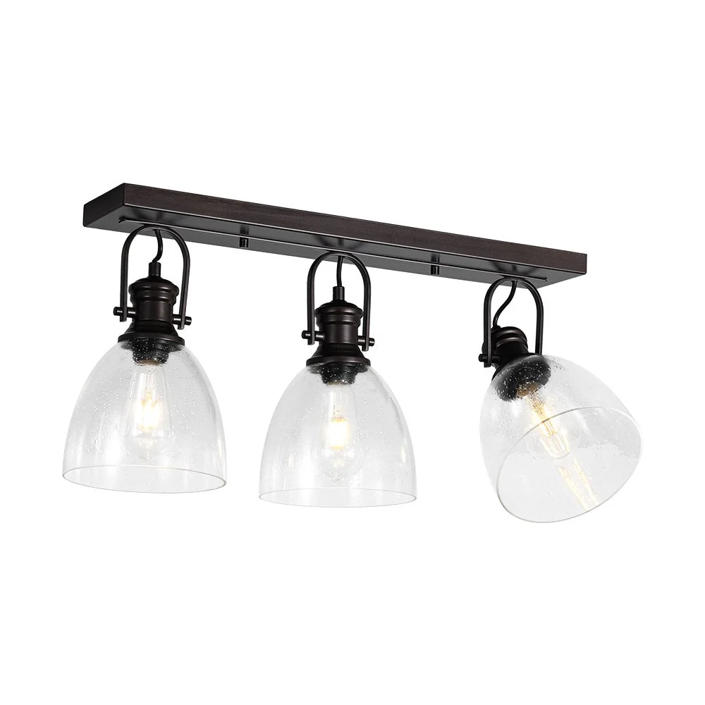 3-Light Adjustable Seeded Glass Linear Semi Flush Mount - Image 3