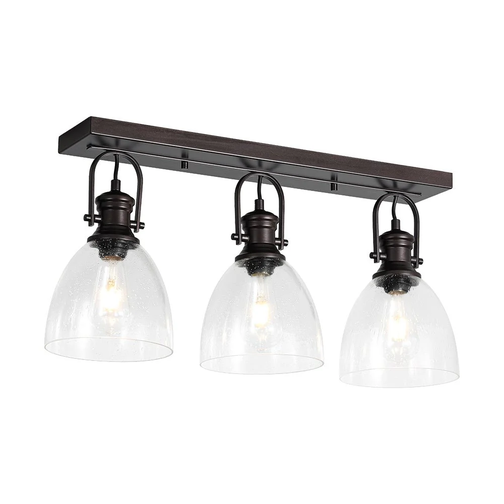 3-Light Adjustable Seeded Glass Linear Semi Flush Mount - Image 4