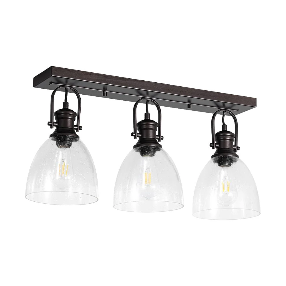 3-Light Adjustable Seeded Glass Linear Semi Flush Mount - Image 5