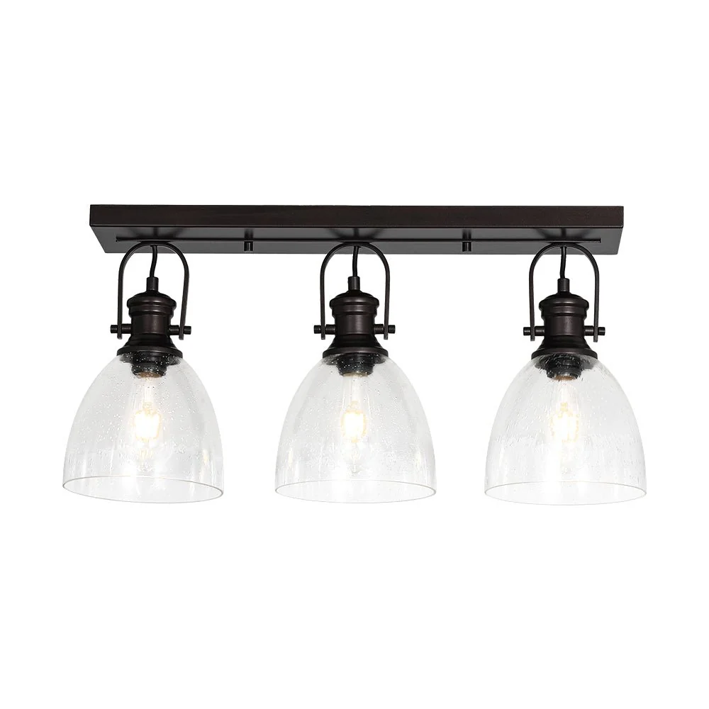 3-Light Adjustable Seeded Glass Linear Semi Flush Mount - Image 6