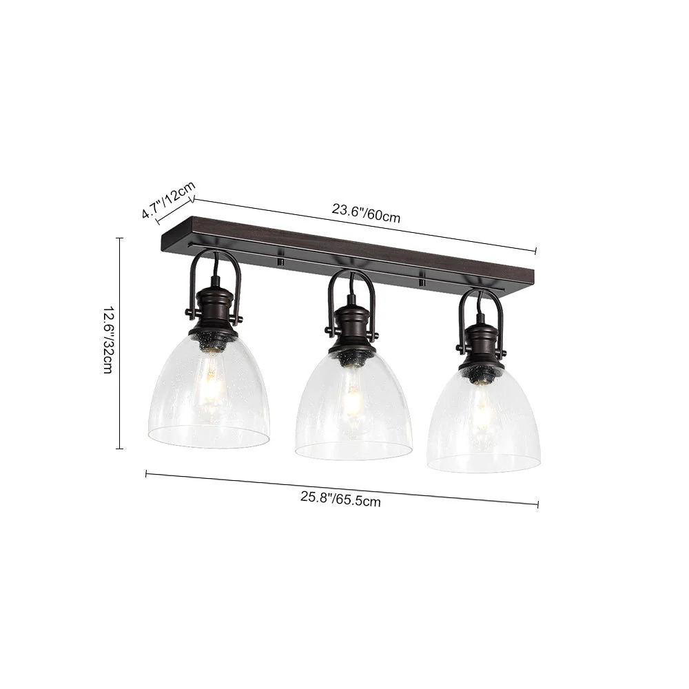 3-Light Adjustable Seeded Glass Linear Semi Flush Mount - Image 8