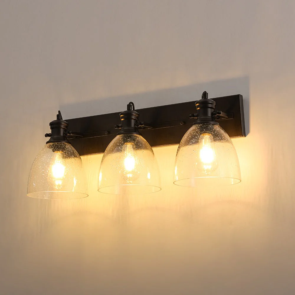 3-Light Adjustable Seeded Glass Linear Semi Flush Mount - Image 9