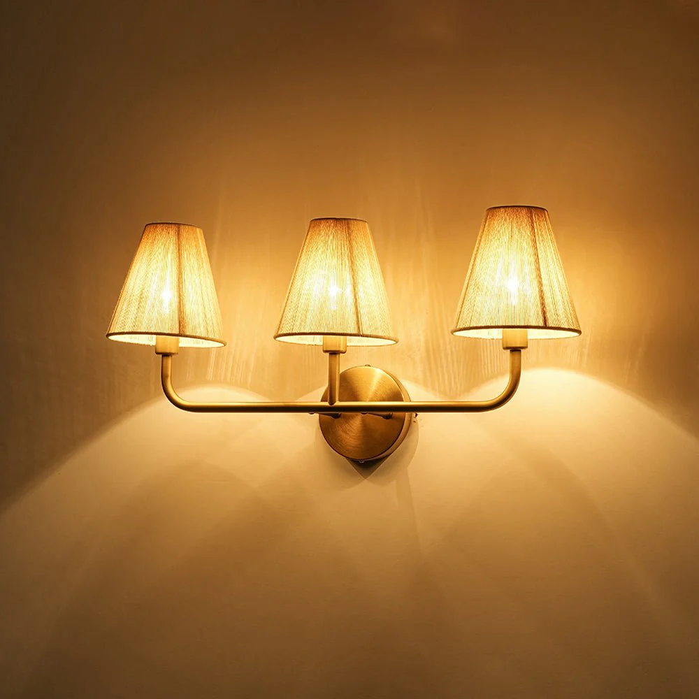 3-Light Beige Woven Thread Conical Vanity Wall Sconce - Image 12