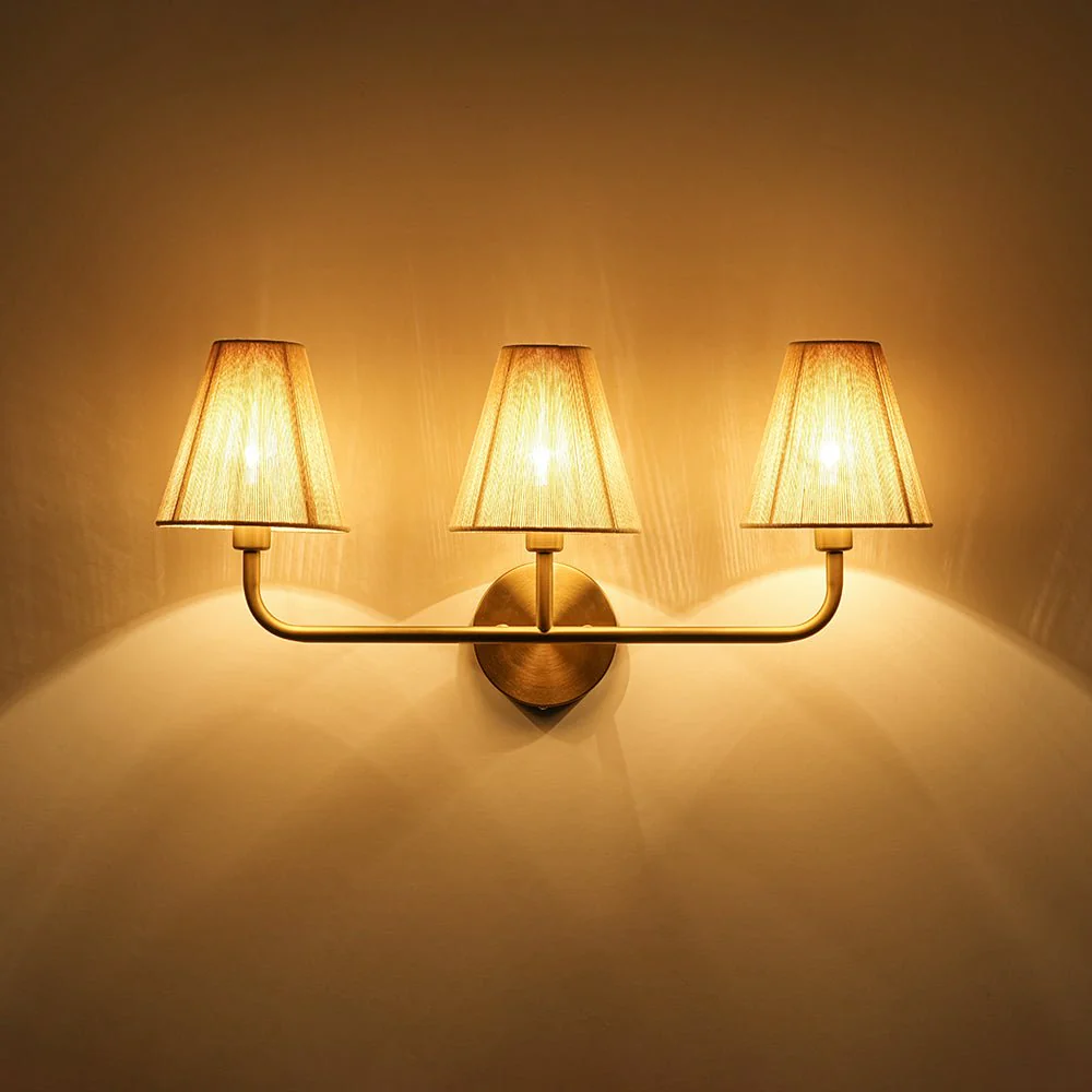 3-Light Beige Woven Thread Conical Vanity Wall Sconce - Image 13