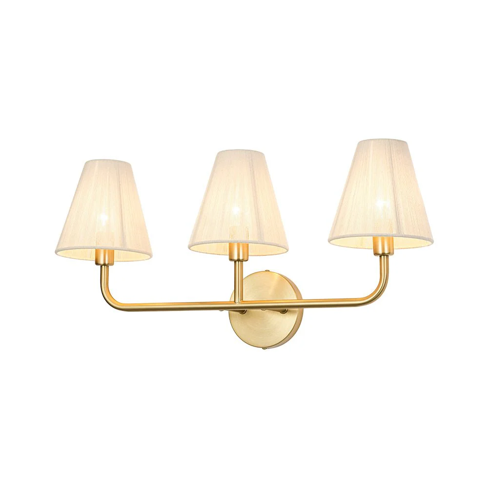 3-Light Beige Woven Thread Conical Vanity Wall Sconce - Image 3