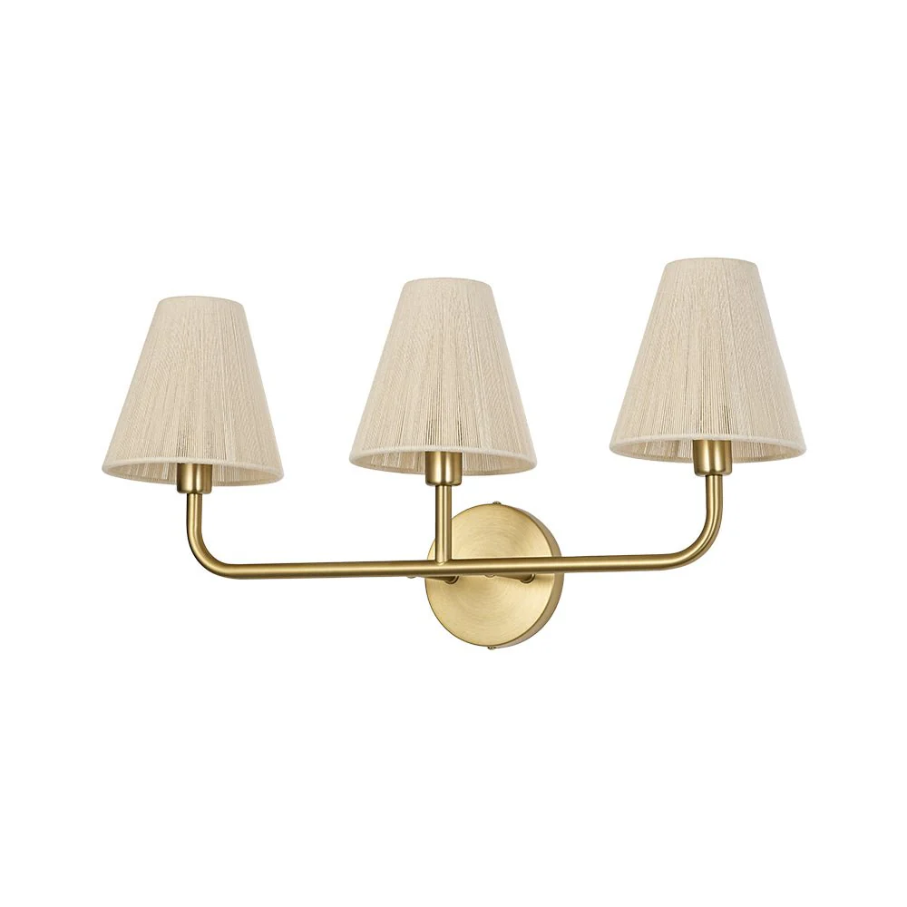 3-Light Beige Woven Thread Conical Vanity Wall Sconce - Image 4