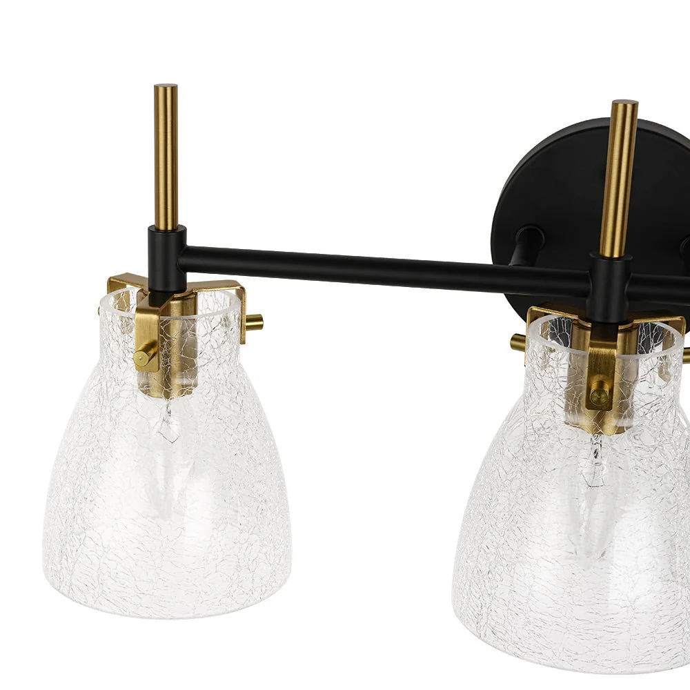 3-Light Black Brass Bell Glass Shade Vanity Wall Lamp - Image 16