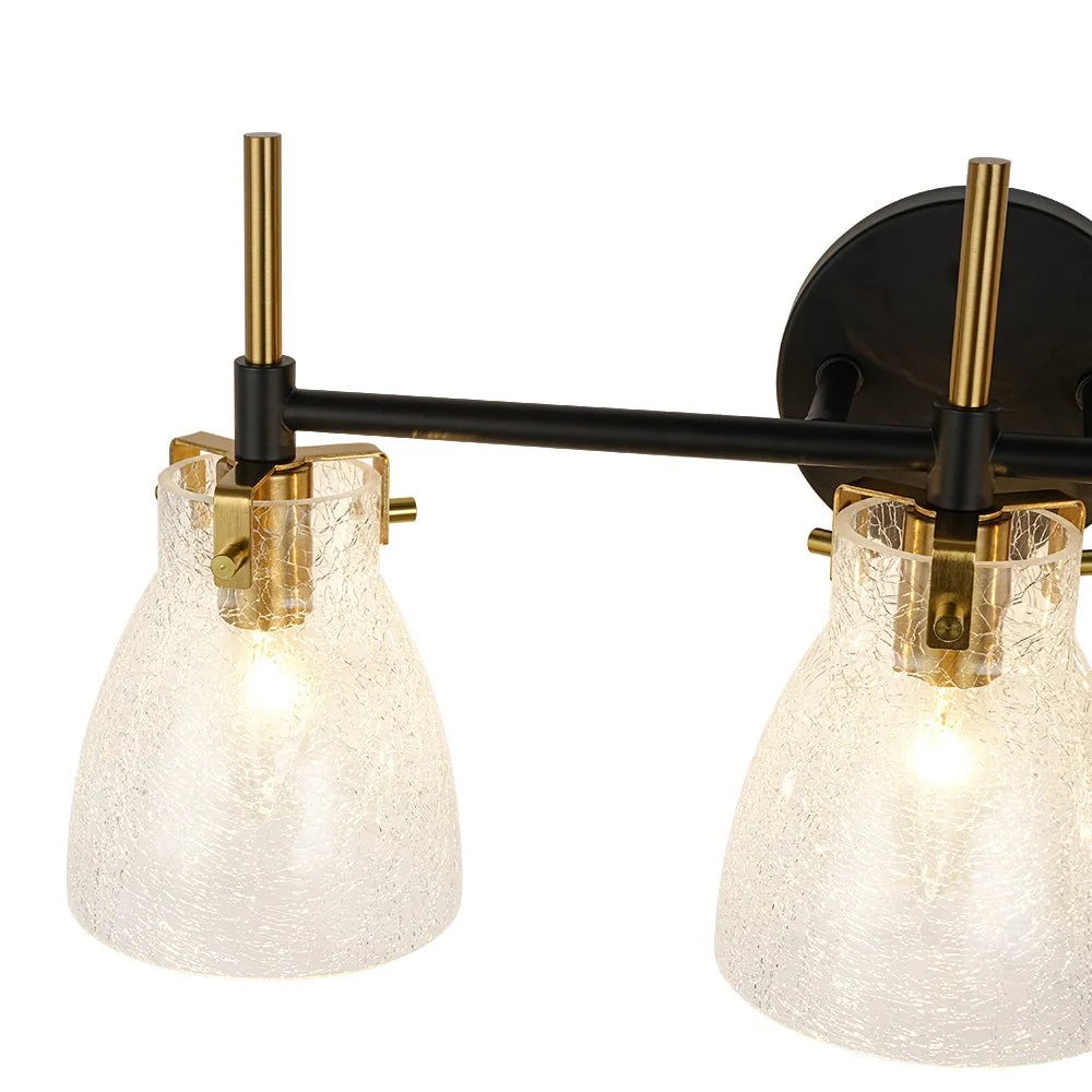 3-Light Black Brass Bell Glass Shade Vanity Wall Lamp - Image 17