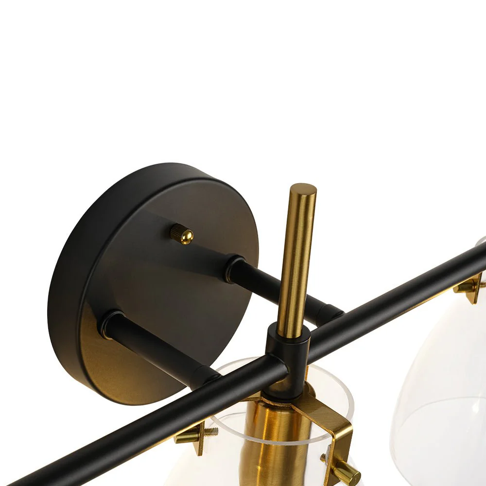 3-Light Black Brass Bell Glass Shade Vanity Wall Lamp - Image 20