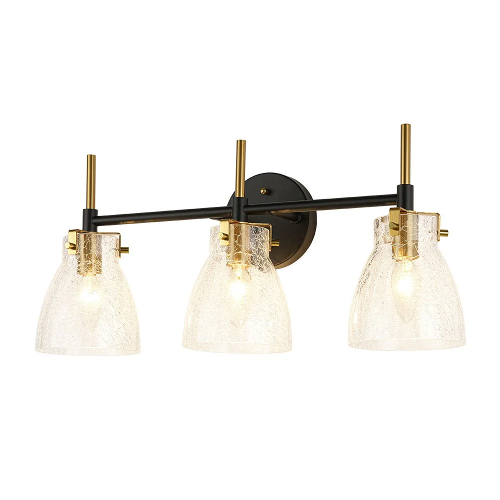 3-Light Black Brass Bell Glass Shade Vanity Wall Lamp - Image 8