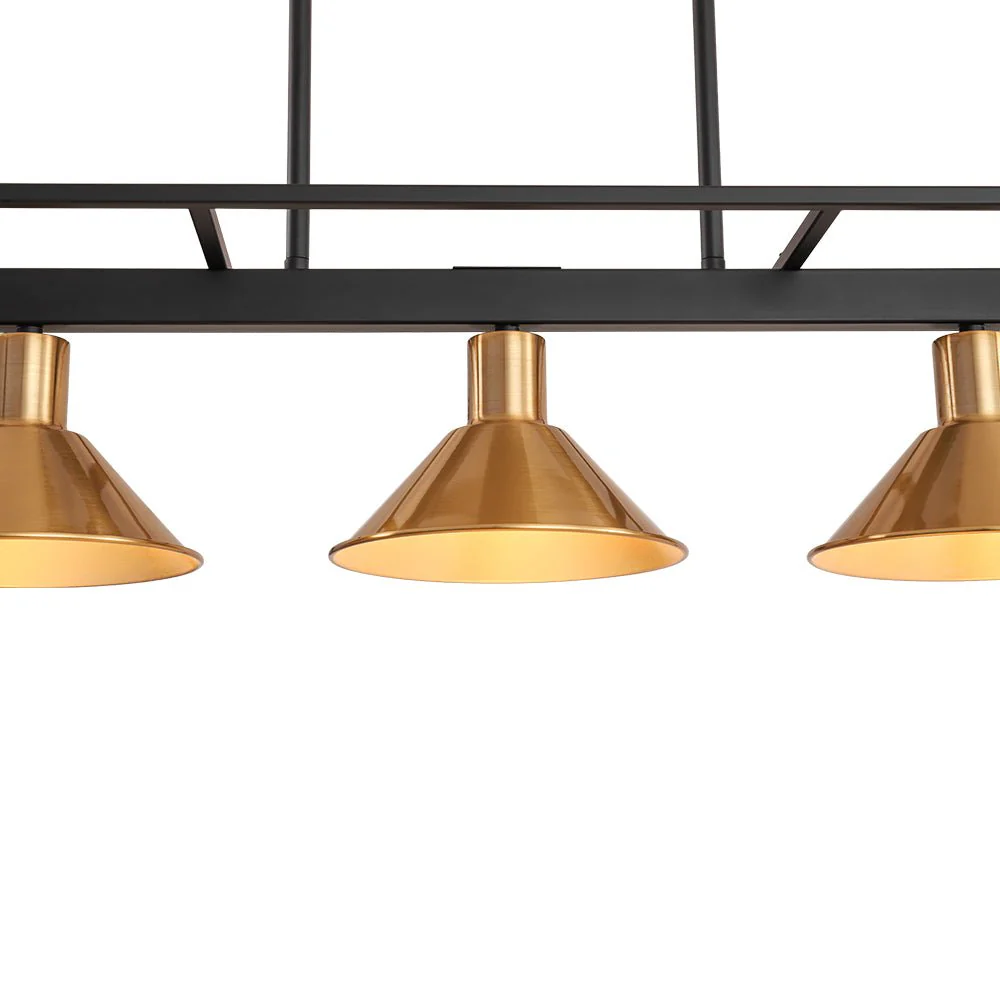 3-Light Black Brass Rectangle Cage Island Chandelier - Image 15