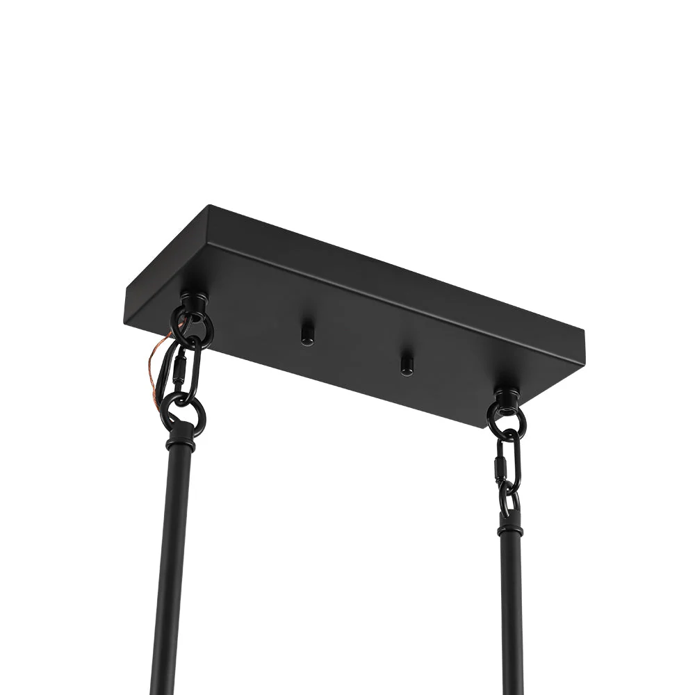 3-Light Black Brass Rectangle Cage Island Chandelier - Image 17