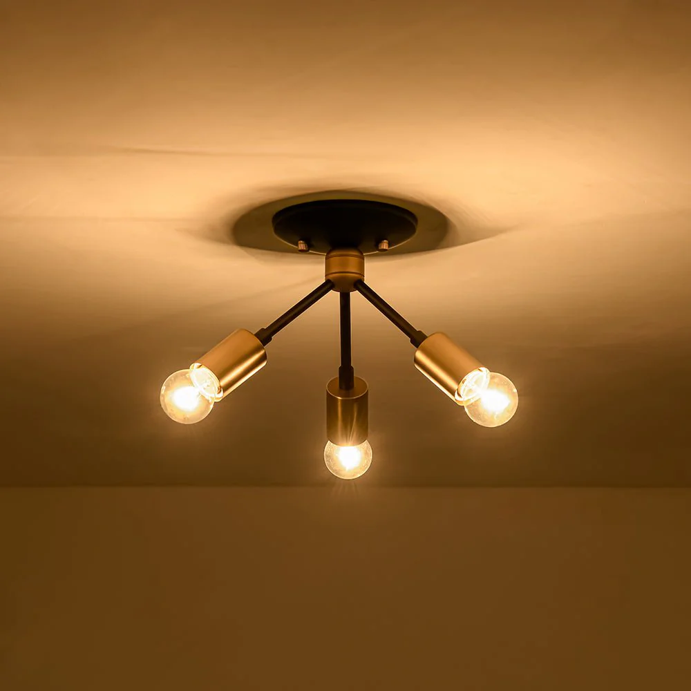 3-Light Black Brass Sputnik Semi Flush Mount - Image 11