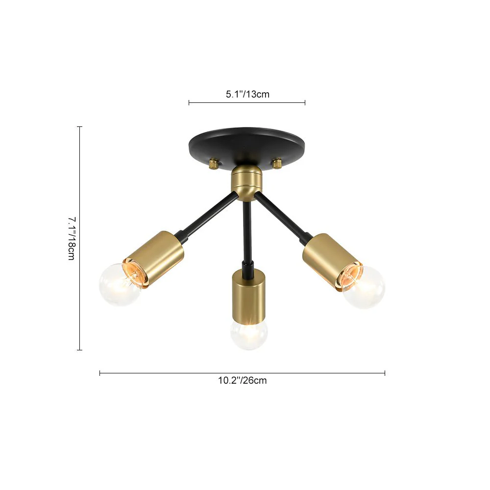 3-Light Black Brass Sputnik Semi Flush Mount - Image 12