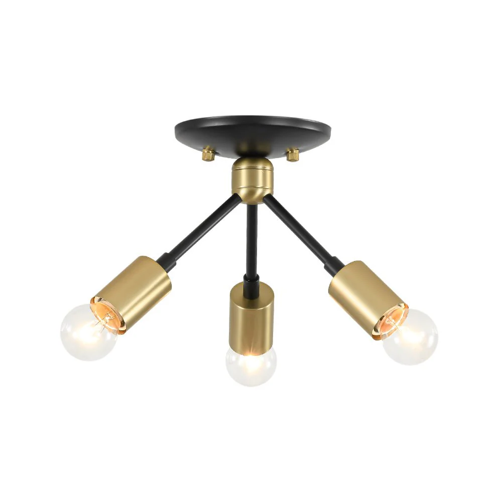 3-Light Black Brass Sputnik Semi Flush Mount - Image 3