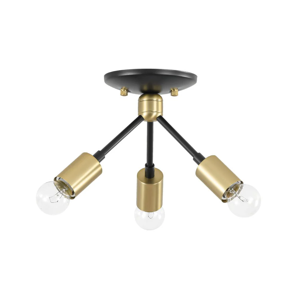 3-Light Black Brass Sputnik Semi Flush Mount - Image 4