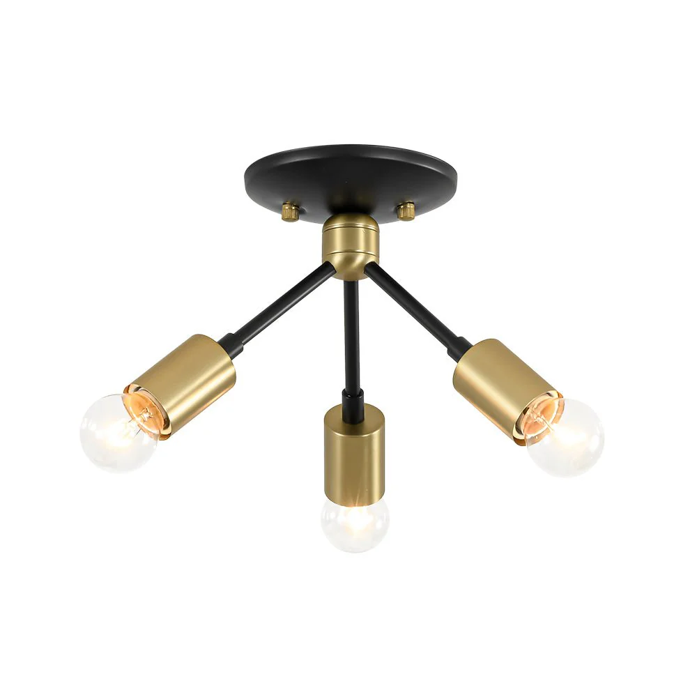 3-Light Black Brass Sputnik Semi Flush Mount - Image 5