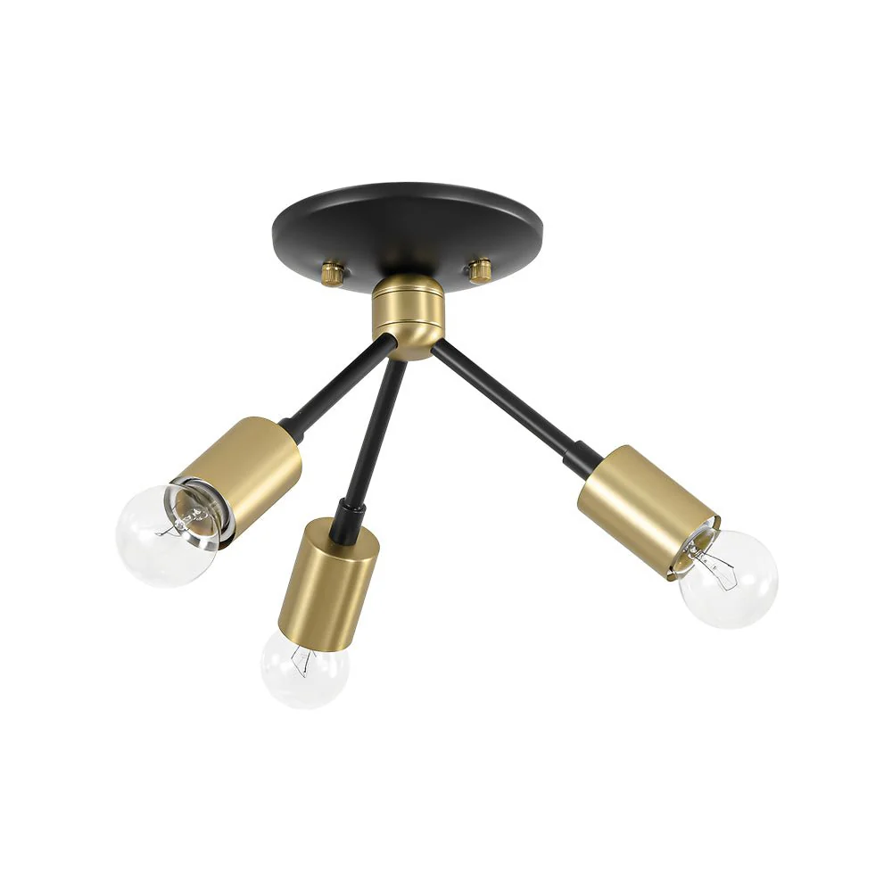 3-Light Black Brass Sputnik Semi Flush Mount - Image 6