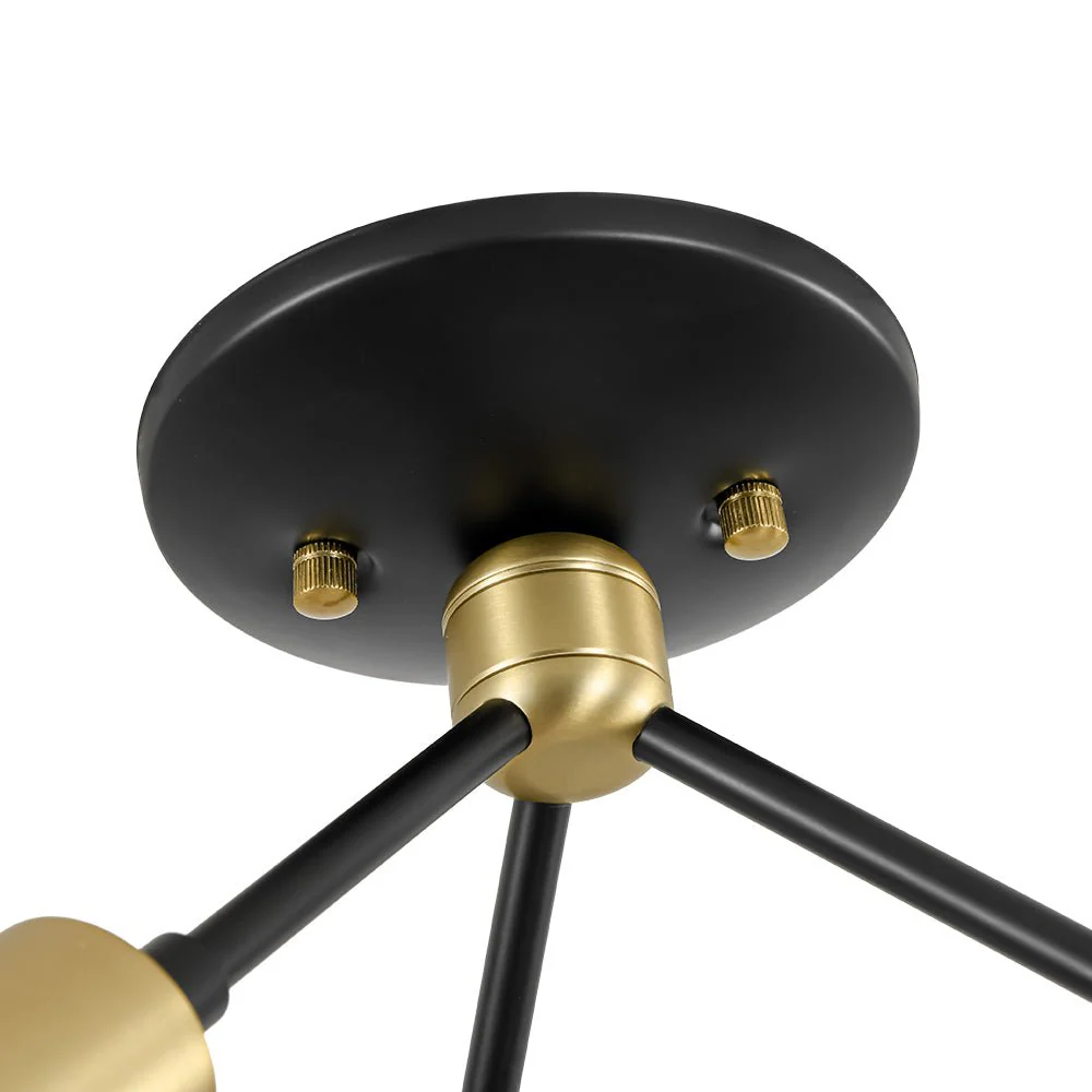 3-Light Black Brass Sputnik Semi Flush Mount - Image 7