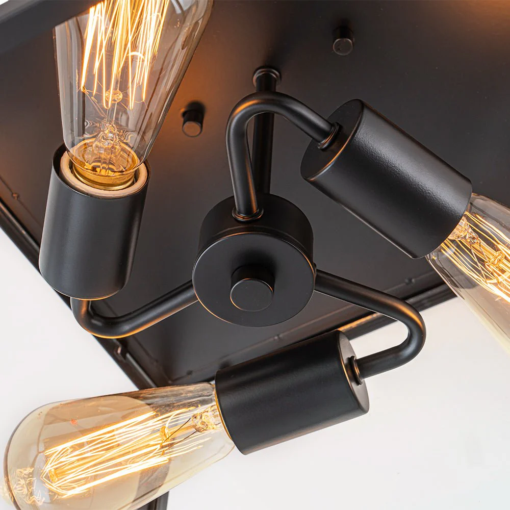 3-Light Black Square Box Clear Glass Cage Ceiling Light - Image 11