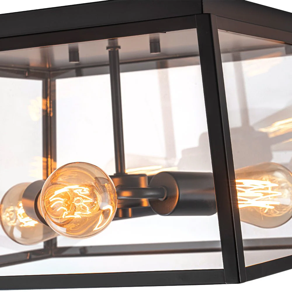 3-Light Black Square Box Clear Glass Cage Ceiling Light - Image 13