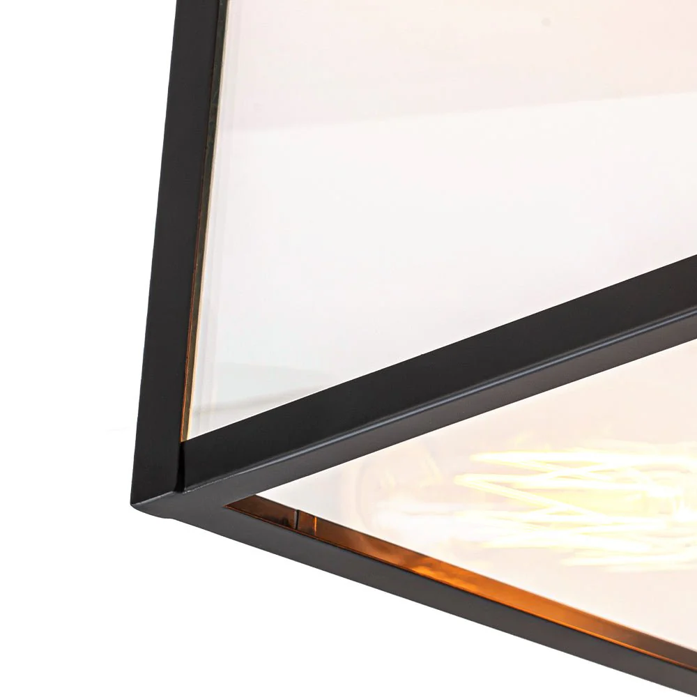 3-Light Black Square Box Clear Glass Cage Ceiling Light - Image 14
