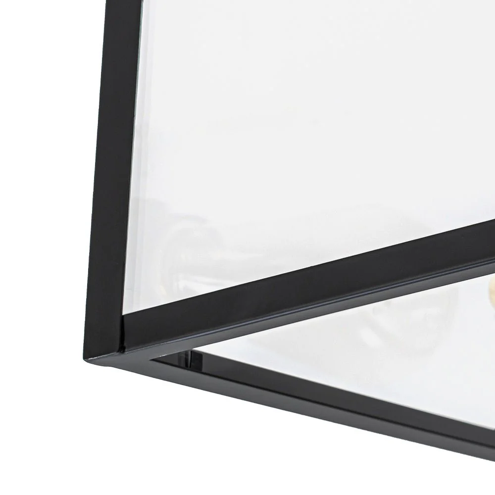 3-Light Black Square Box Clear Glass Cage Ceiling Light - Image 15