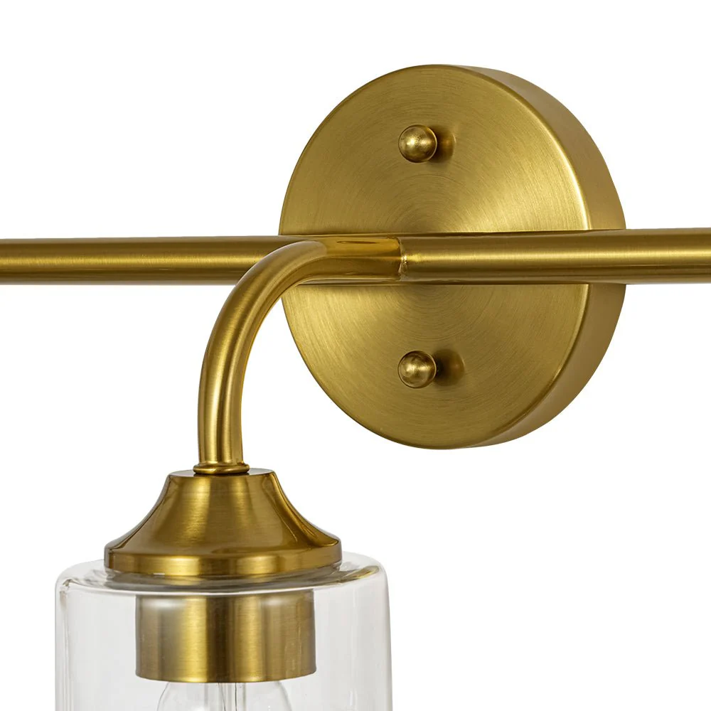 3-Light Brass Clear Glass Bell Vanity Wall Sconce - Image 8