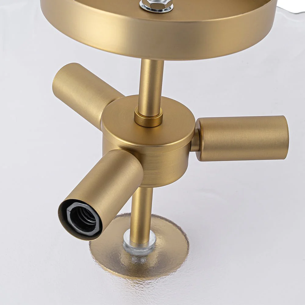 3-Light Brass Textured Glass Bowl Round Semi Flush Mount - Image 14