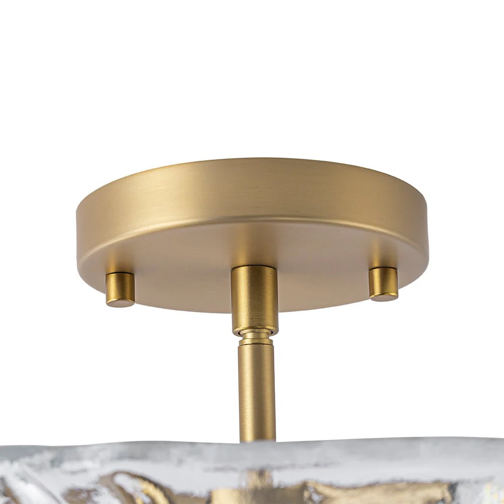3-Light Brass Textured Glass Bowl Round Semi Flush Mount - Image 15