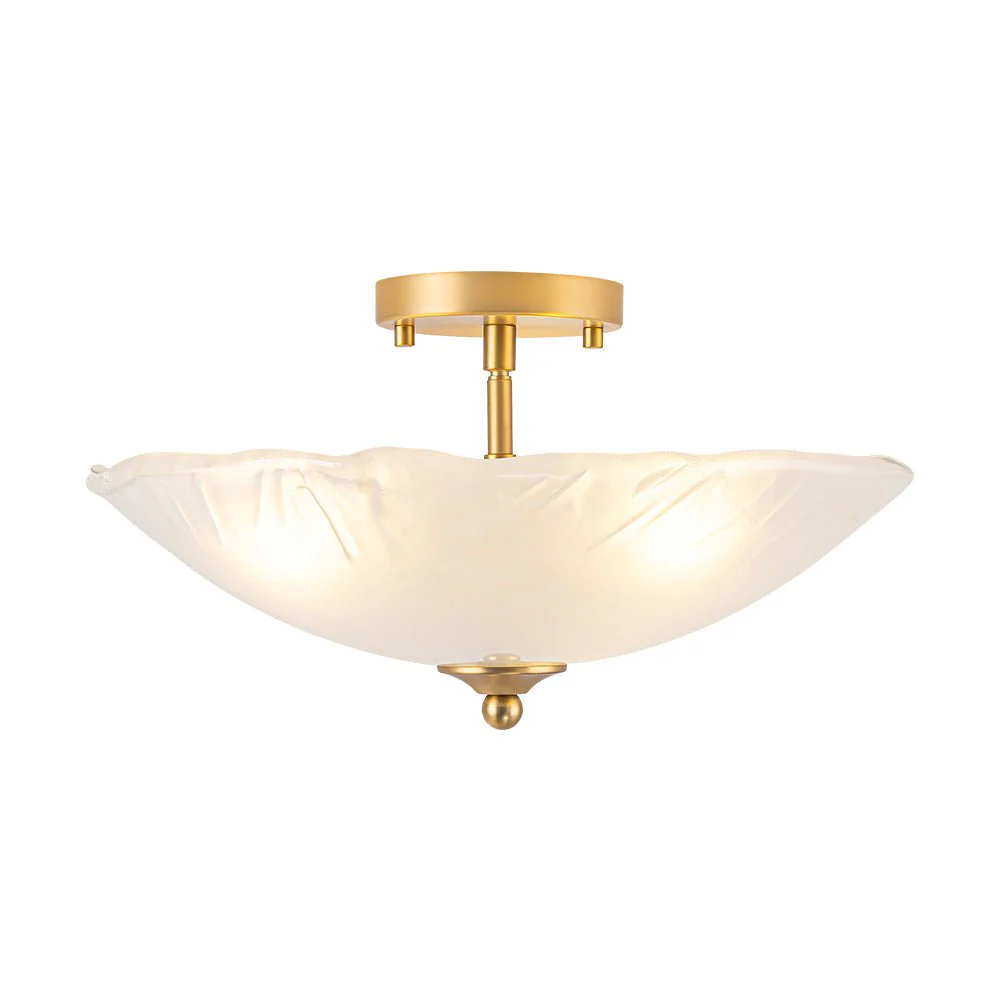 3-Light Brass Textured Glass Bowl Round Semi Flush Mount - Image 17