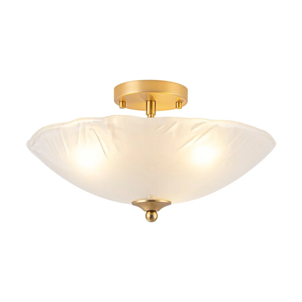 3-Light Brass Textured Glass Bowl Round Semi Flush Mount - Image 18