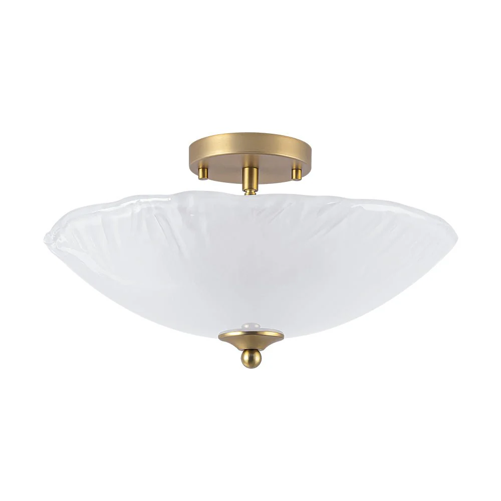 3-Light Brass Textured Glass Bowl Round Semi Flush Mount - Image 19