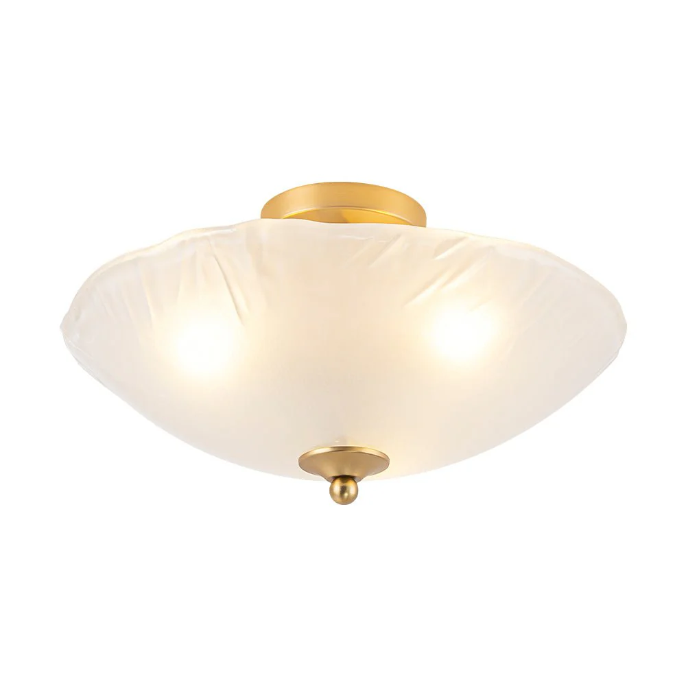 3-Light Brass Textured Glass Bowl Round Semi Flush Mount - Image 20