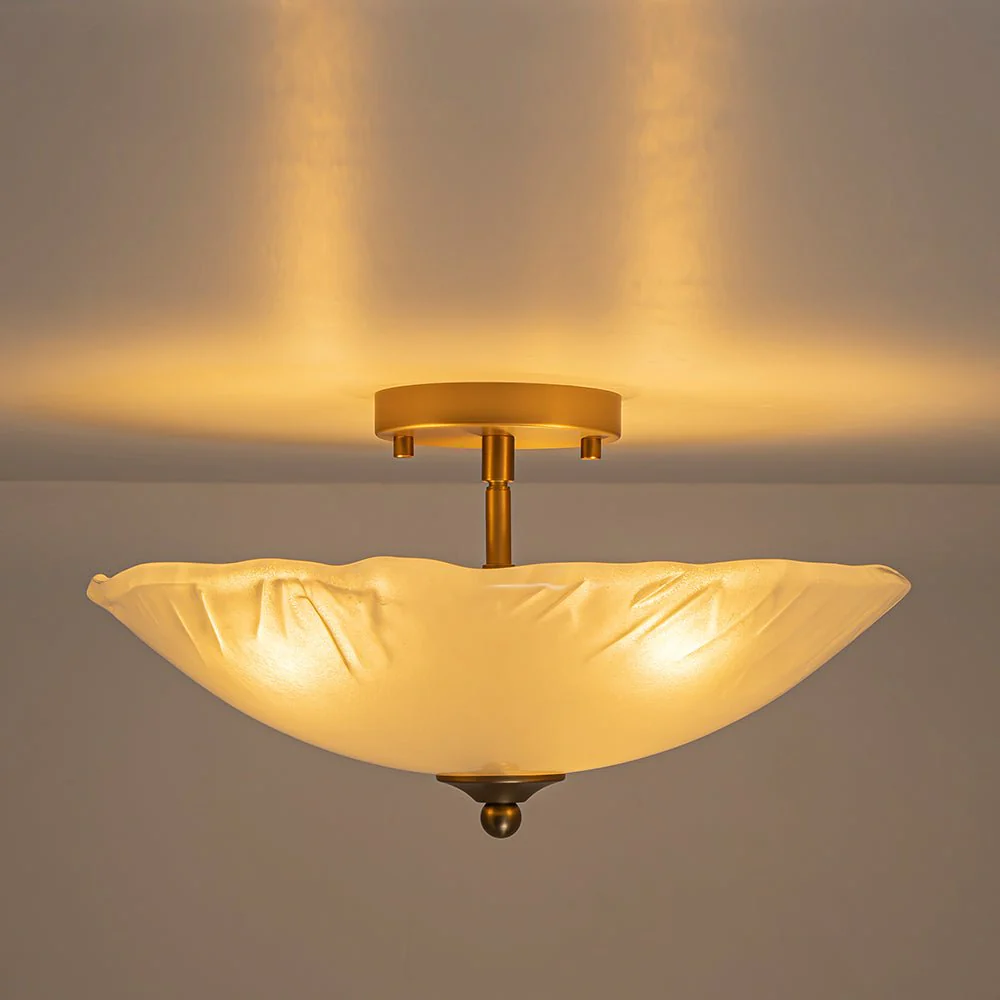 3-Light Brass Textured Glass Bowl Round Semi Flush Mount - Image 21