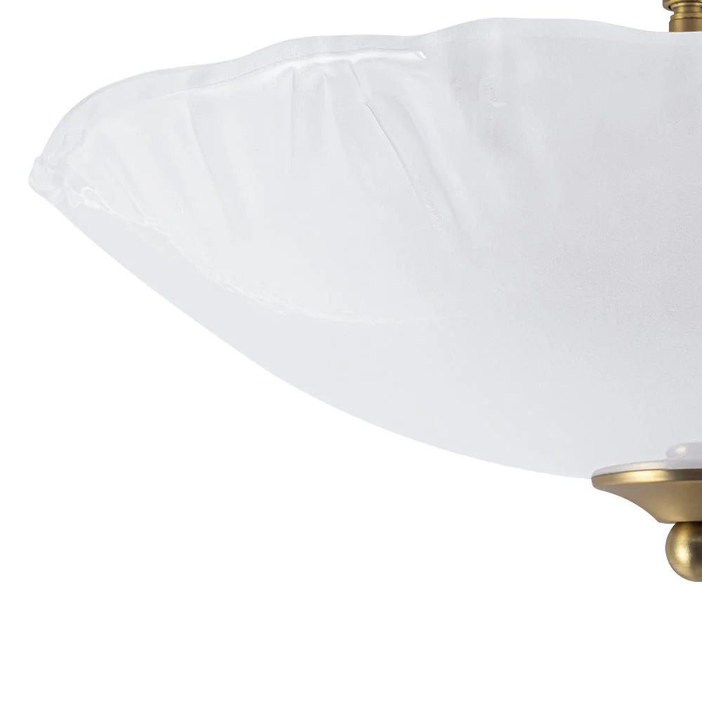 3-Light Brass Textured Glass Bowl Round Semi Flush Mount - Image 23