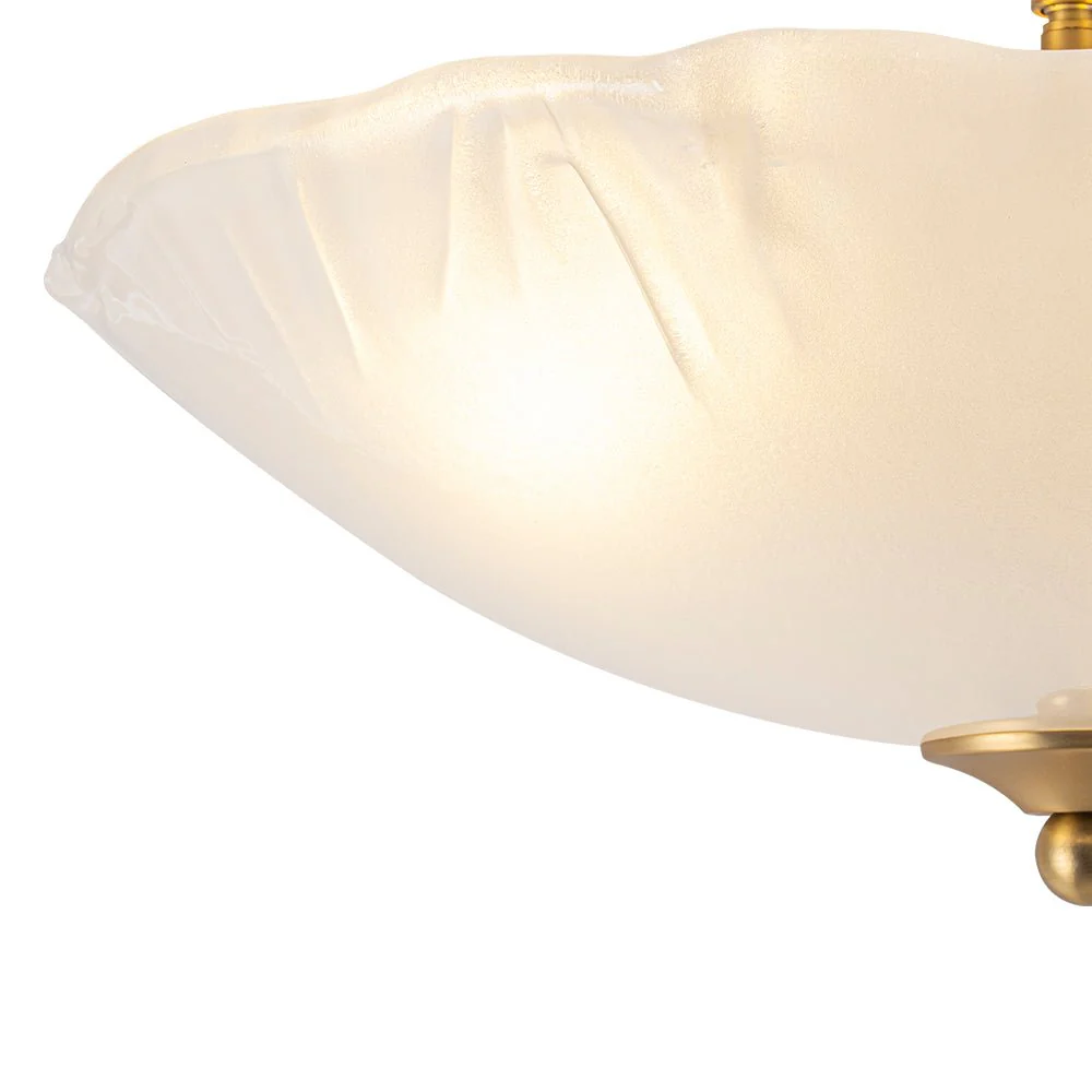 3-Light Brass Textured Glass Bowl Round Semi Flush Mount - Image 24