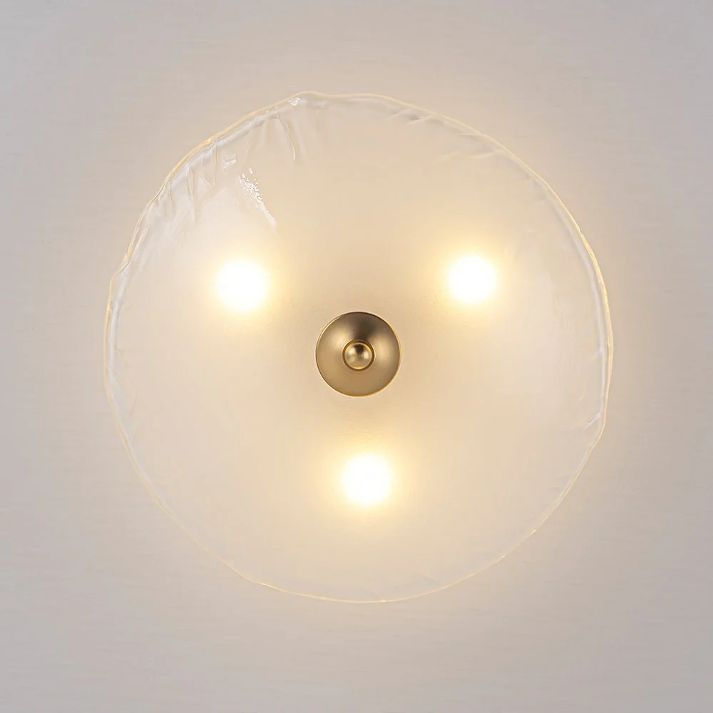 3-Light Brass Textured Glass Bowl Round Semi Flush Mount - Image 26