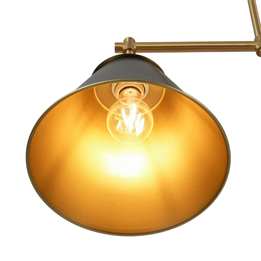3-Light Brushed Gold Black Cone Island Chandelier - Image 13