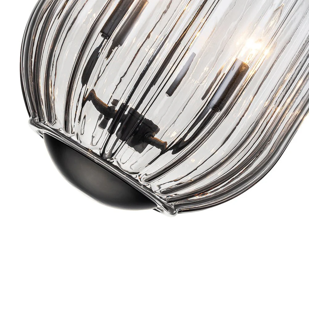 3-Light Candle Style Bell Ribbed Tinted Glass Ceiling Pendant - Image 27