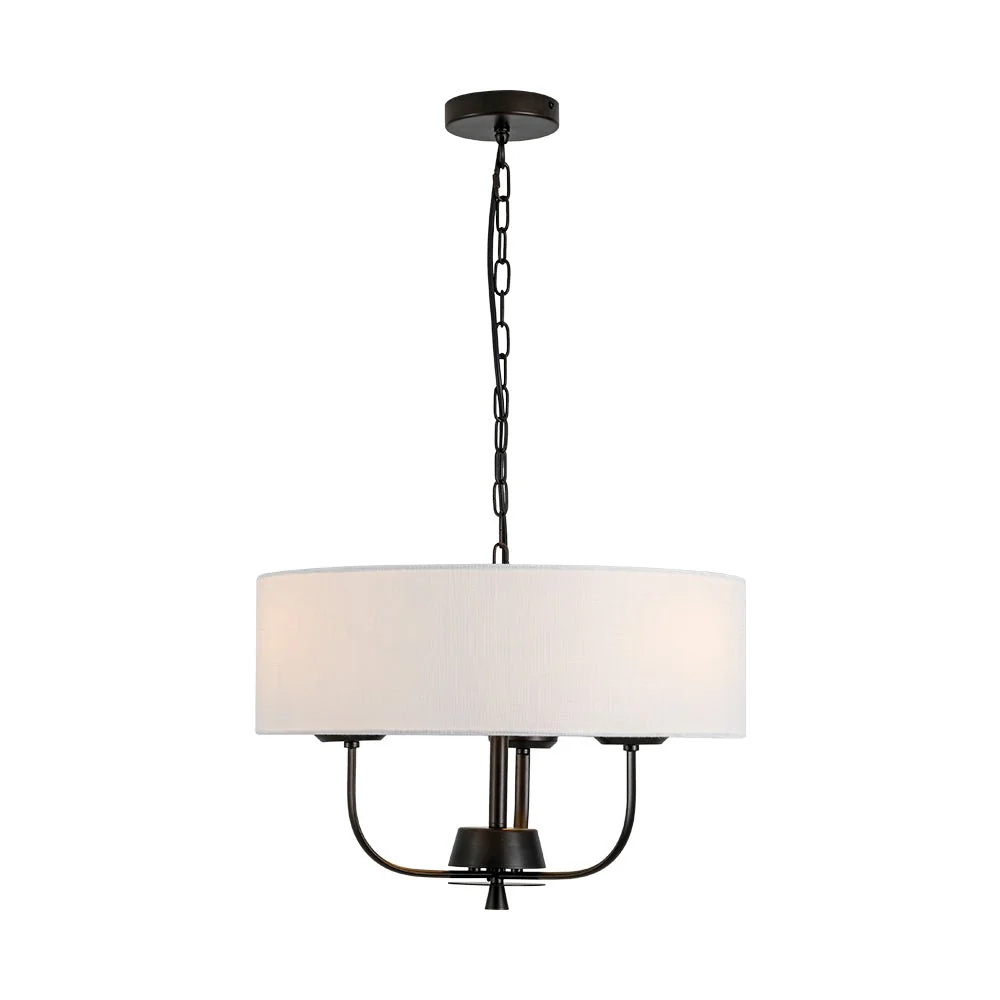 3-Light Candle Style Large Fabric Drum Cage Chandelier - Image 10