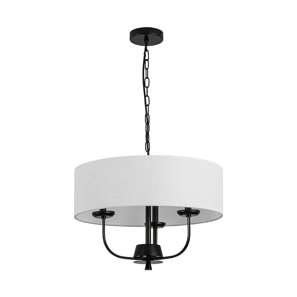 3-Light Candle Style Large Fabric Drum Cage Chandelier - Image 11