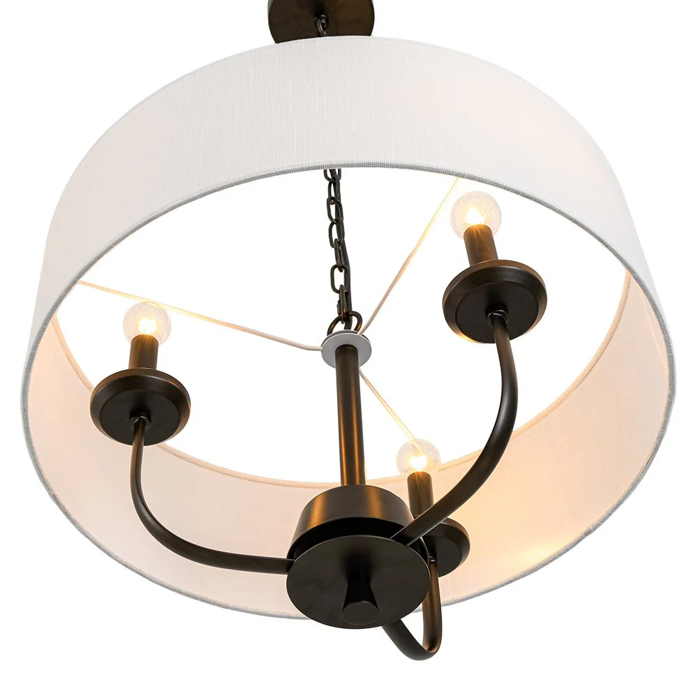 3-Light Candle Style Large Fabric Drum Cage Chandelier - Image 12