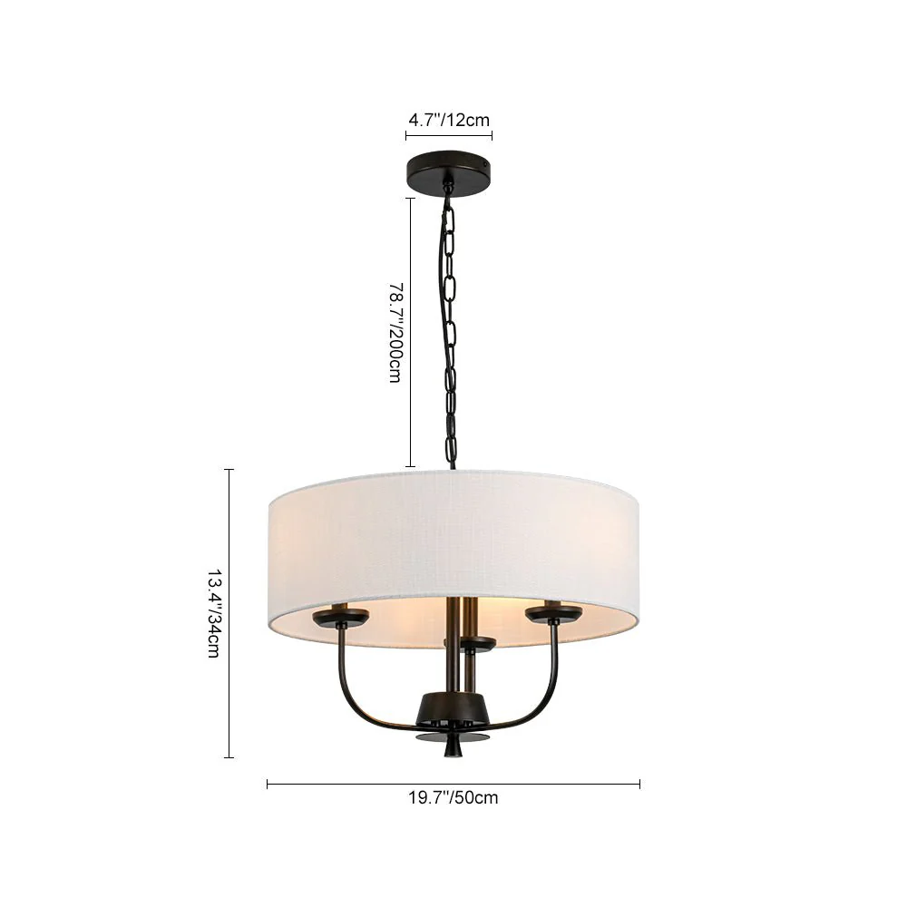 3-Light Candle Style Large Fabric Drum Cage Chandelier - Image 3