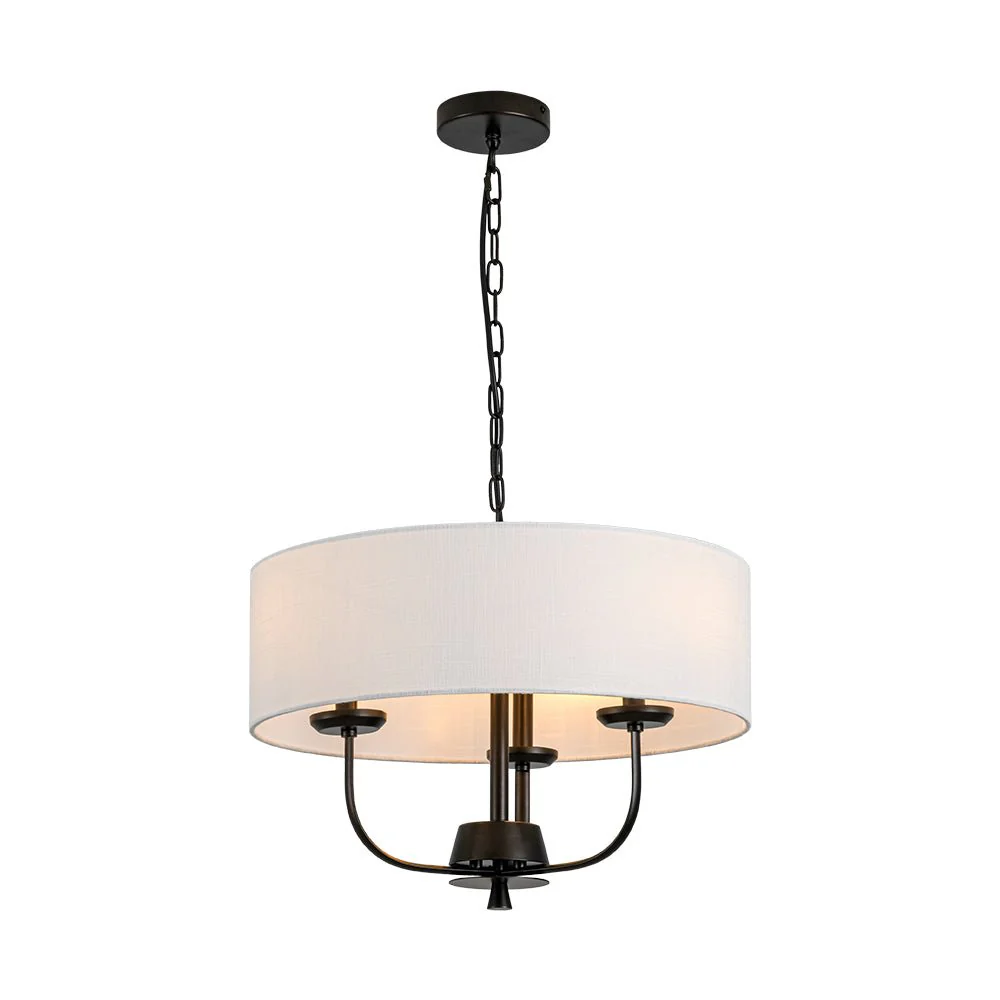 3-Light Candle Style Large Fabric Drum Cage Chandelier - Image 7