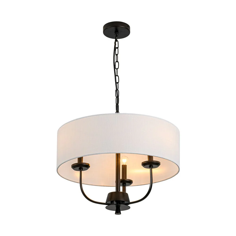 3-Light Candle Style Large Fabric Drum Cage Chandelier - Image 8