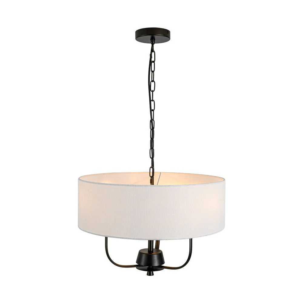 3-Light Candle Style Large Fabric Drum Cage Chandelier - Image 9