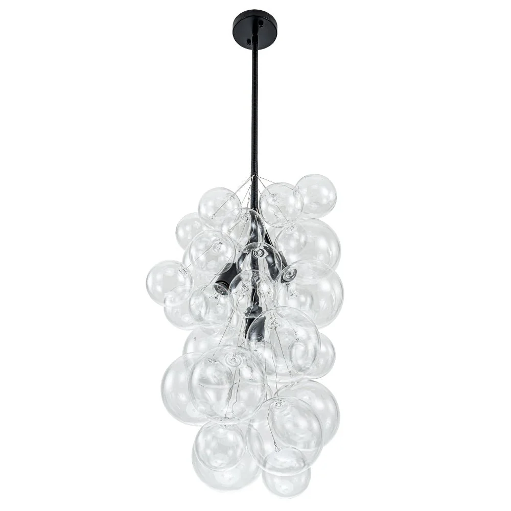 3-Light Cascade Cluster Clear Glass Bubble Chandelier - Image 10