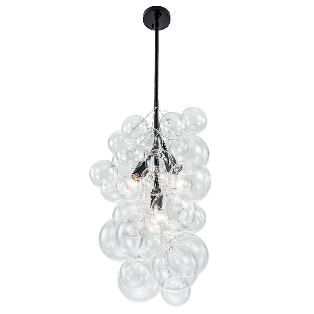 3-Light Cascade Cluster Clear Glass Bubble Chandelier - Image 11